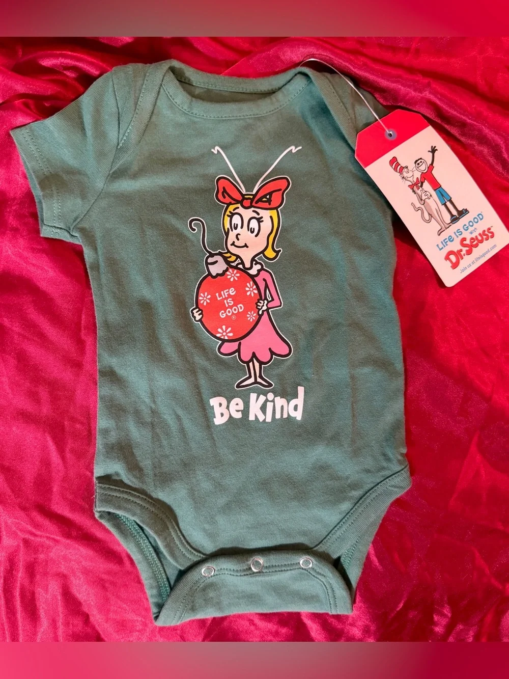 Life Is Good Baby Cindy-Lou Christmas Short-Sleeve Crusher Bodysuit BRAND NWT